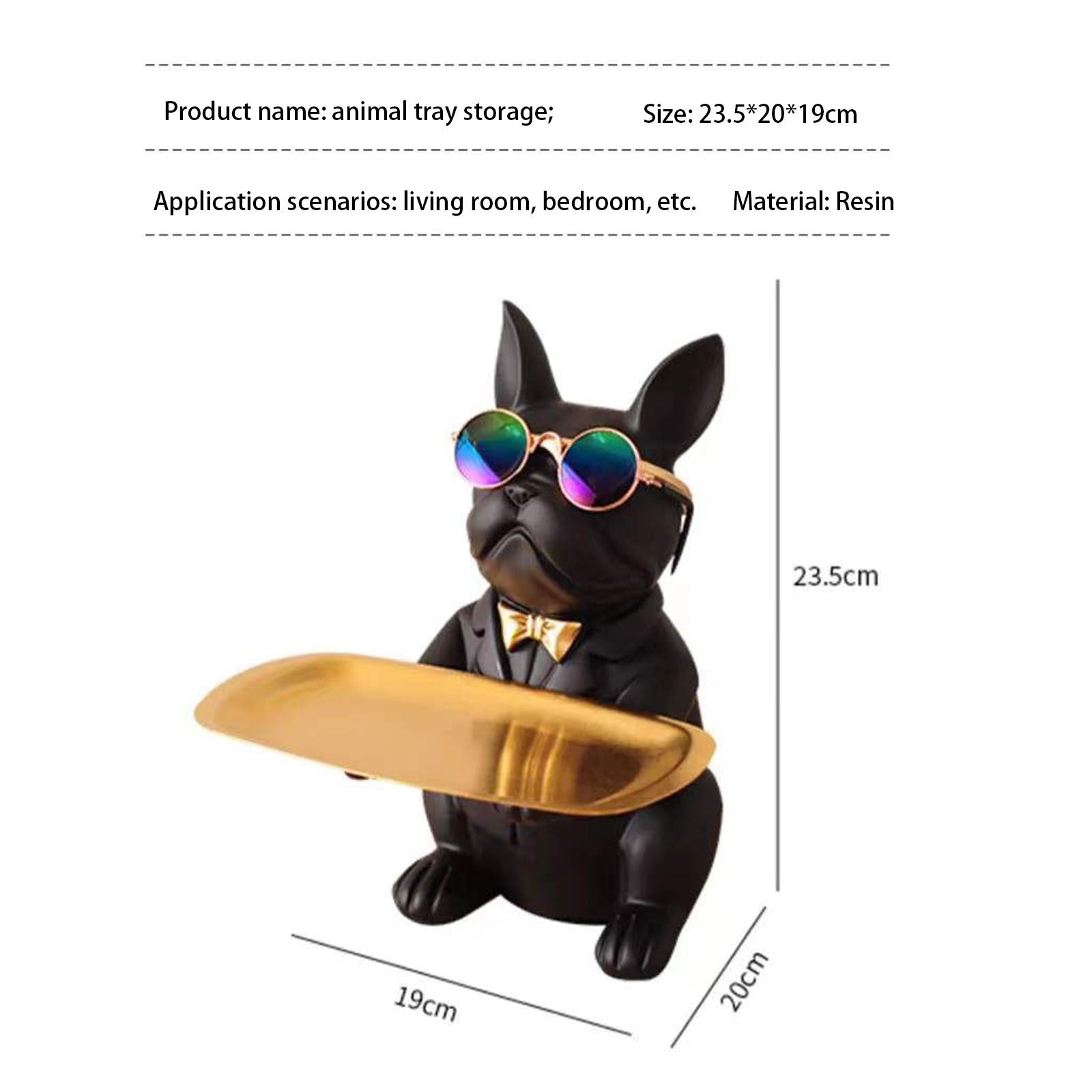 French Bulldog Decorative Tray Statue – Cute Home Accent