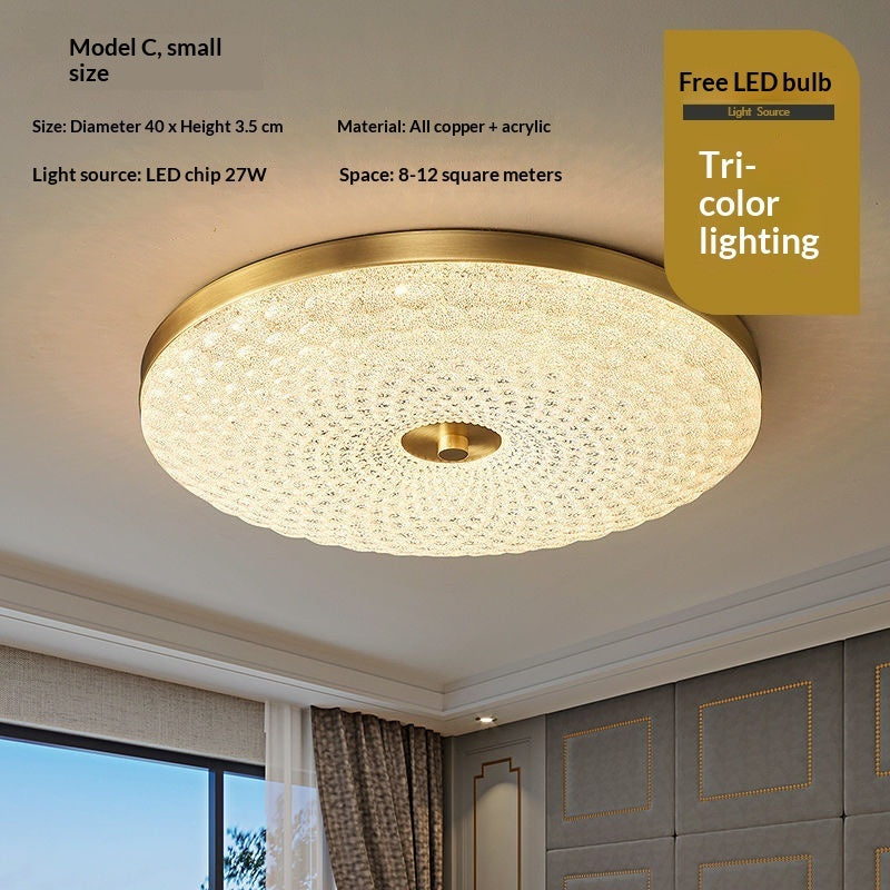 All Copper Luxury LED Ceiling Light – Nordic Bedroom Fixture