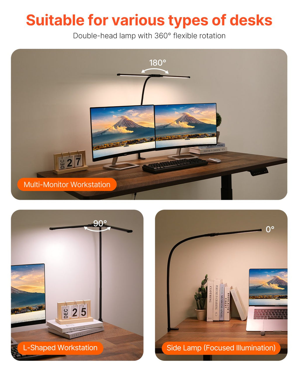 Double Head LED Clamp Desk Lamp – Adjustable Bright Lighting