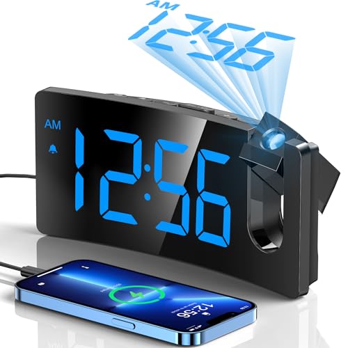 GOLOZA Projection Alarm Clock, Digital Clock with 180° Rotatable Projector