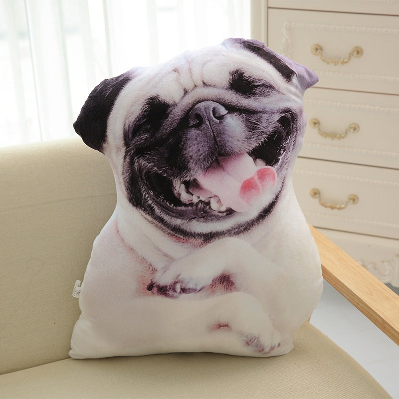 Funny 3D Dog Print Throw Pillow – Cute Plush Cushion Decor