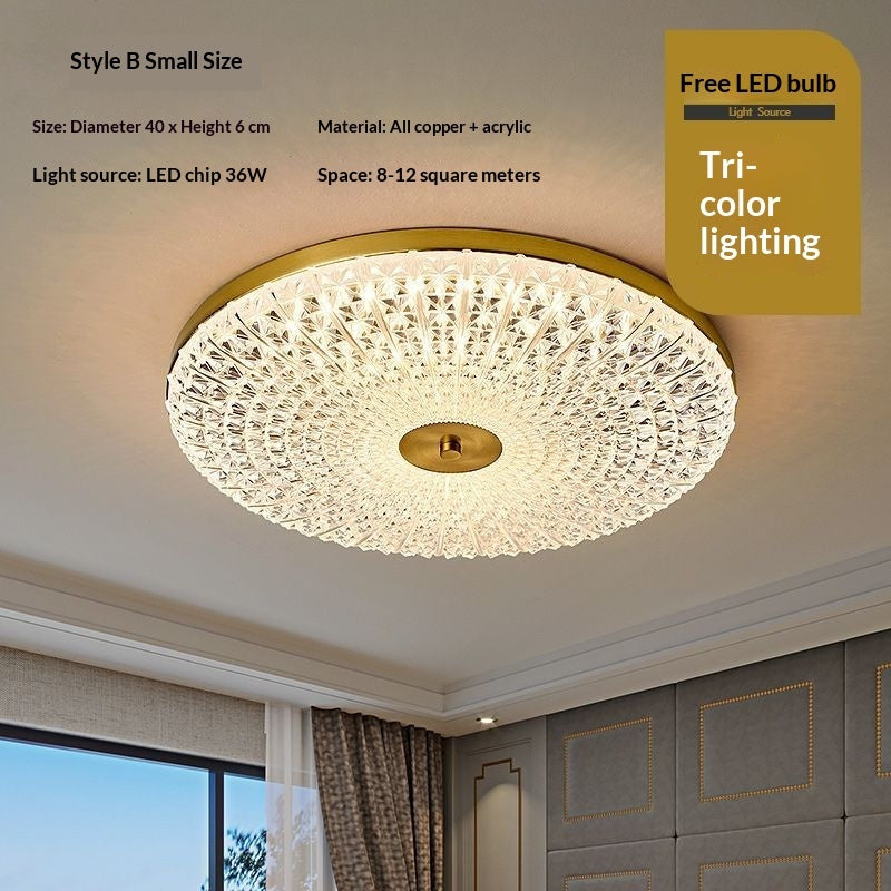 All Copper Luxury LED Ceiling Light – Nordic Bedroom Fixture
