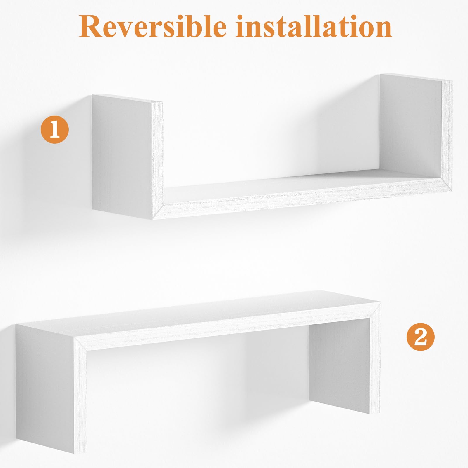 Floating Wood Wall Shelves for Bathroom, Kitchen & Decor