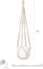 Indoor Hanging Planter Basket with Wood Beads - Ideal for Home Decor