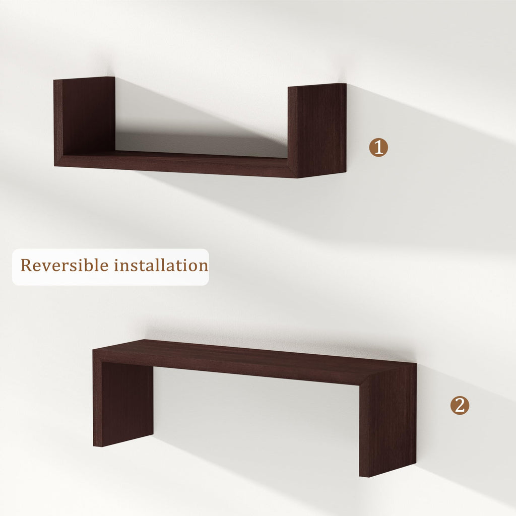 Floating Wood Wall Shelves for Bathroom, Kitchen & Decor