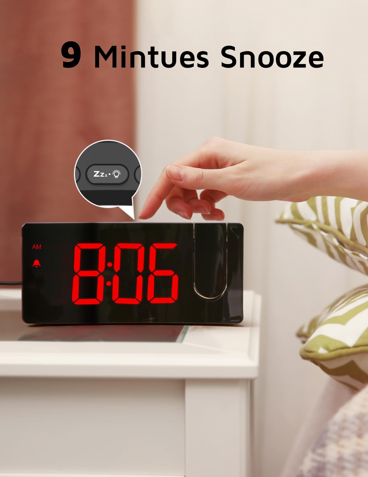 GOLOZA Projection Alarm Clock, Digital Clock with 180° Rotatable Projector