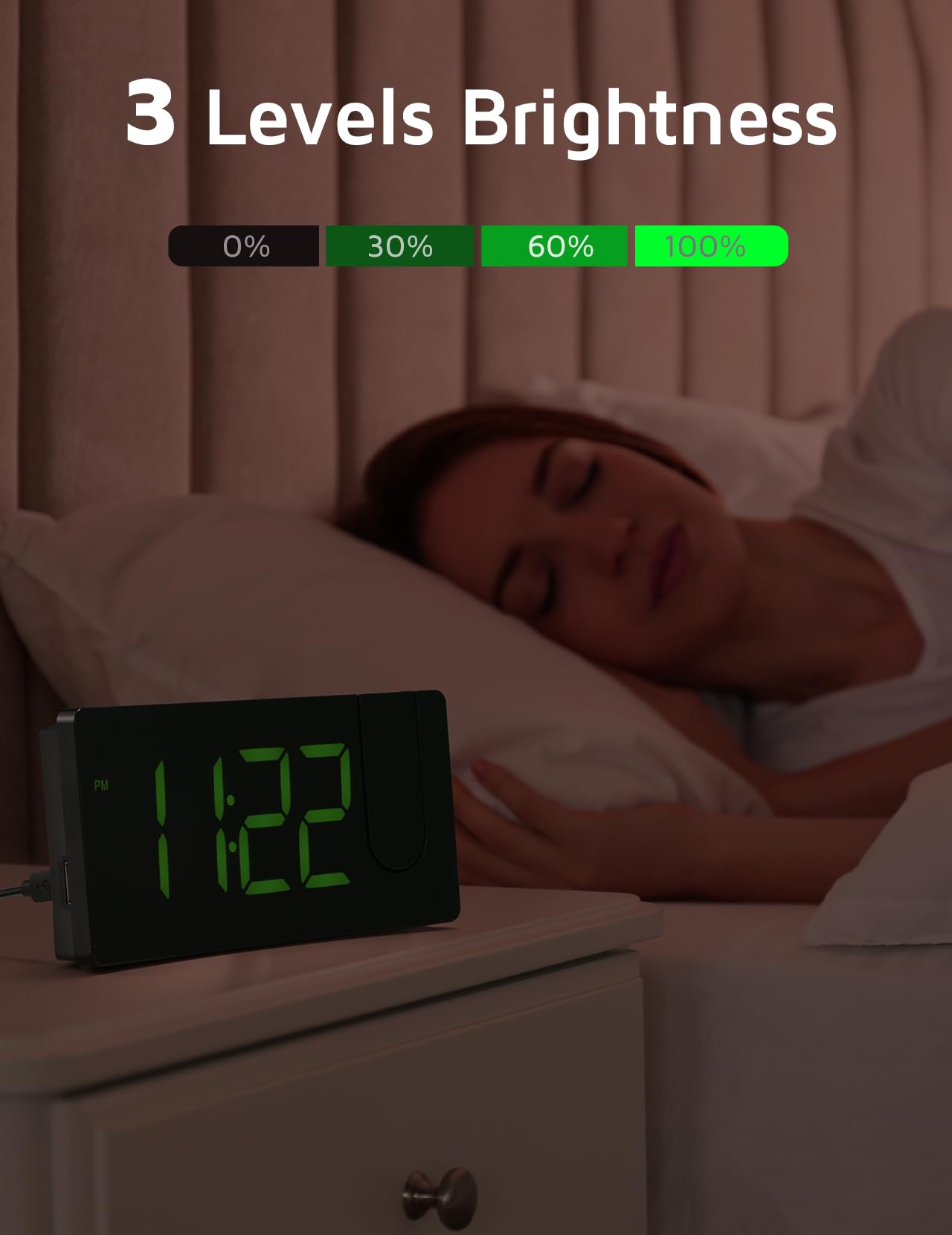 GOLOZA Projection Alarm Clock, Digital Clock with 180° Rotatable Projector