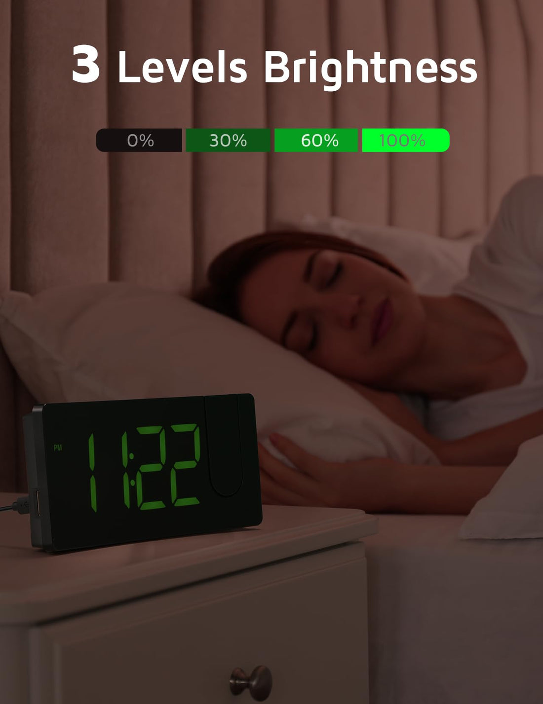 GOLOZA Projection Alarm Clock, Digital Clock with 180° Rotatable Projector