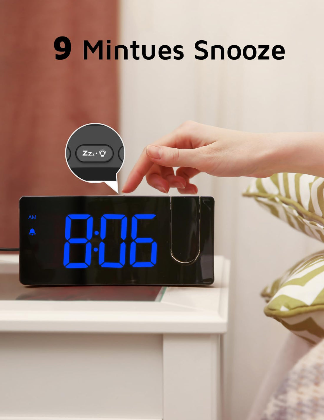 GOLOZA Projection Alarm Clock, Digital Clock with 180° Rotatable Projector