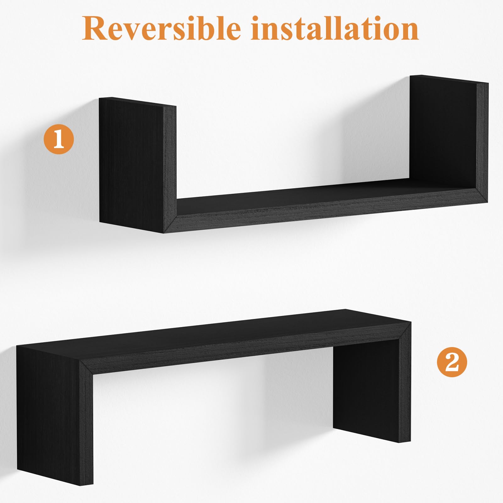 Floating Wood Wall Shelves for Bathroom, Kitchen & Decor