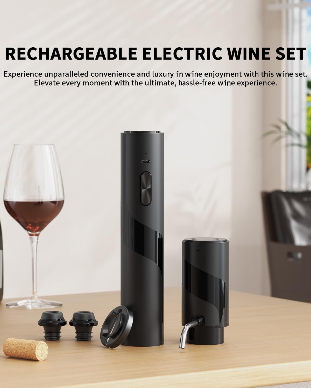 Electric Wine Bottle Opener 7-in-1 Wine Gift Set with Electric Vacuum Pump