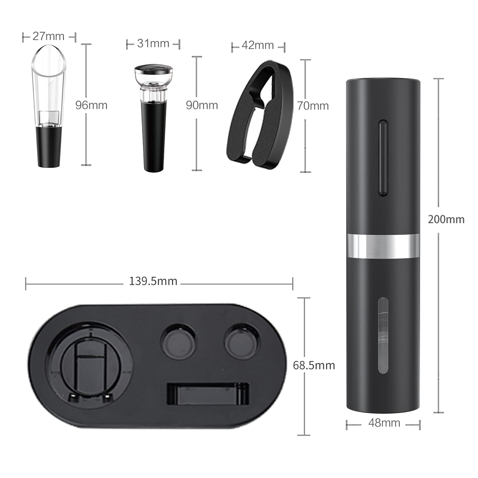 Electric Wine Bottle Opener 7-in-1 Wine Gift Set with Electric Vacuum Pump