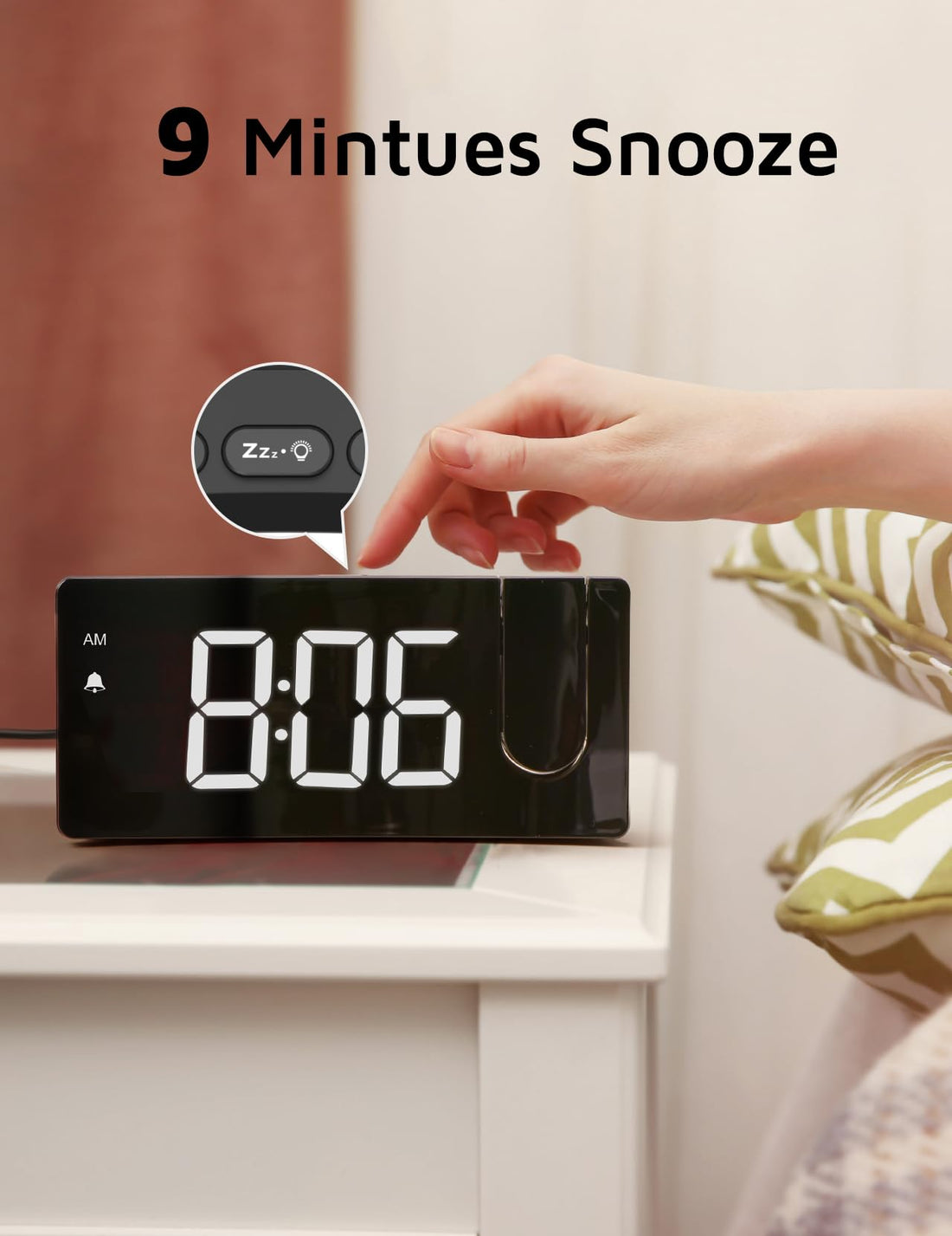 GOLOZA Projection Alarm Clock, Digital Clock with 180° Rotatable Projector