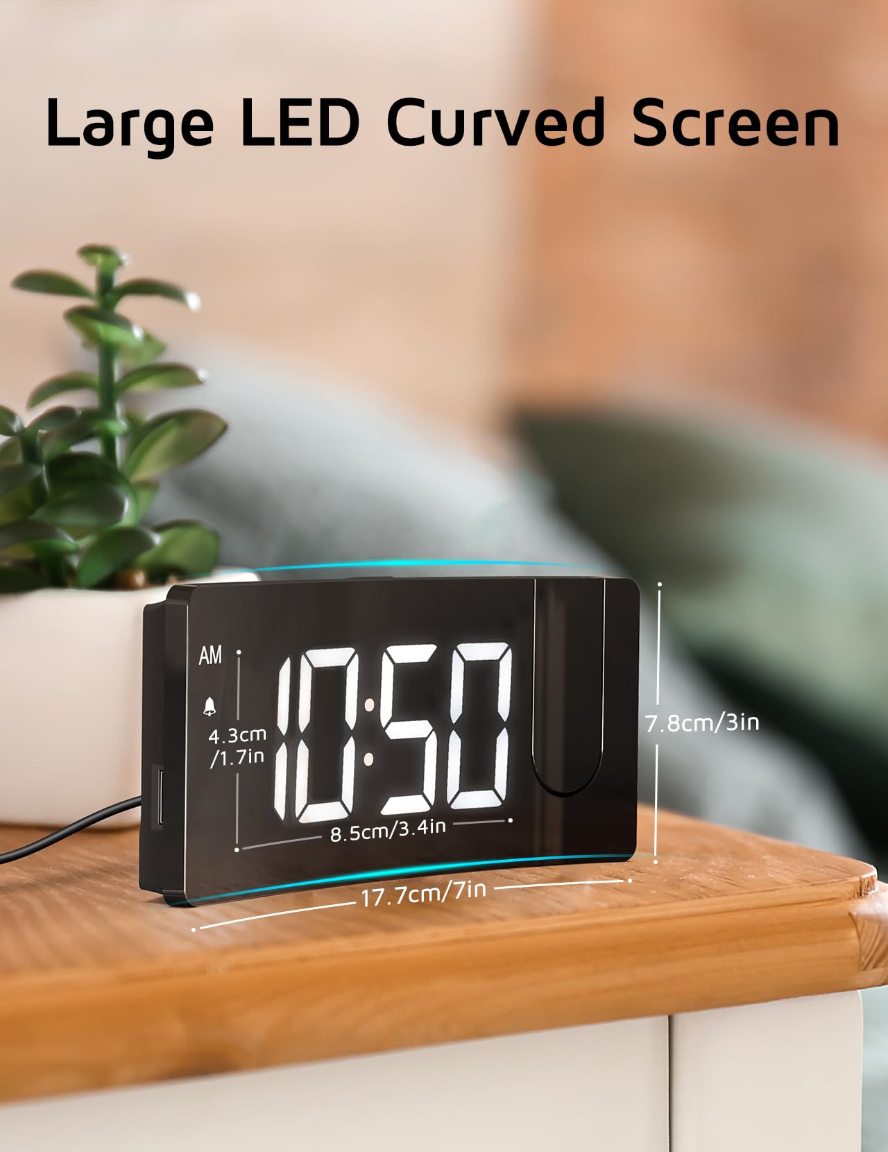 GOLOZA Projection Alarm Clock, Digital Clock with 180° Rotatable Projector