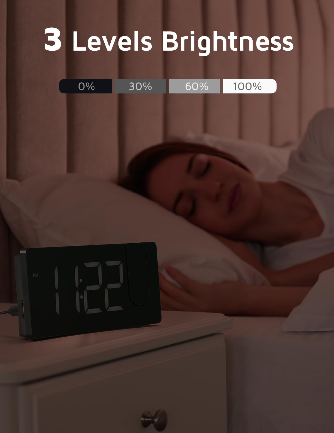 GOLOZA Projection Alarm Clock, Digital Clock with 180° Rotatable Projector