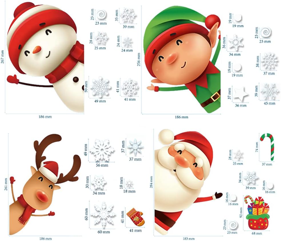 82PCS Christmas Snowflake Window Clings – Holiday Decals