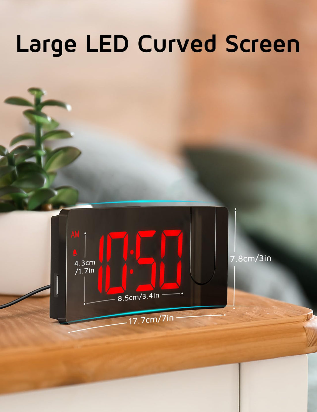 GOLOZA Projection Alarm Clock, Digital Clock with 180° Rotatable Projector