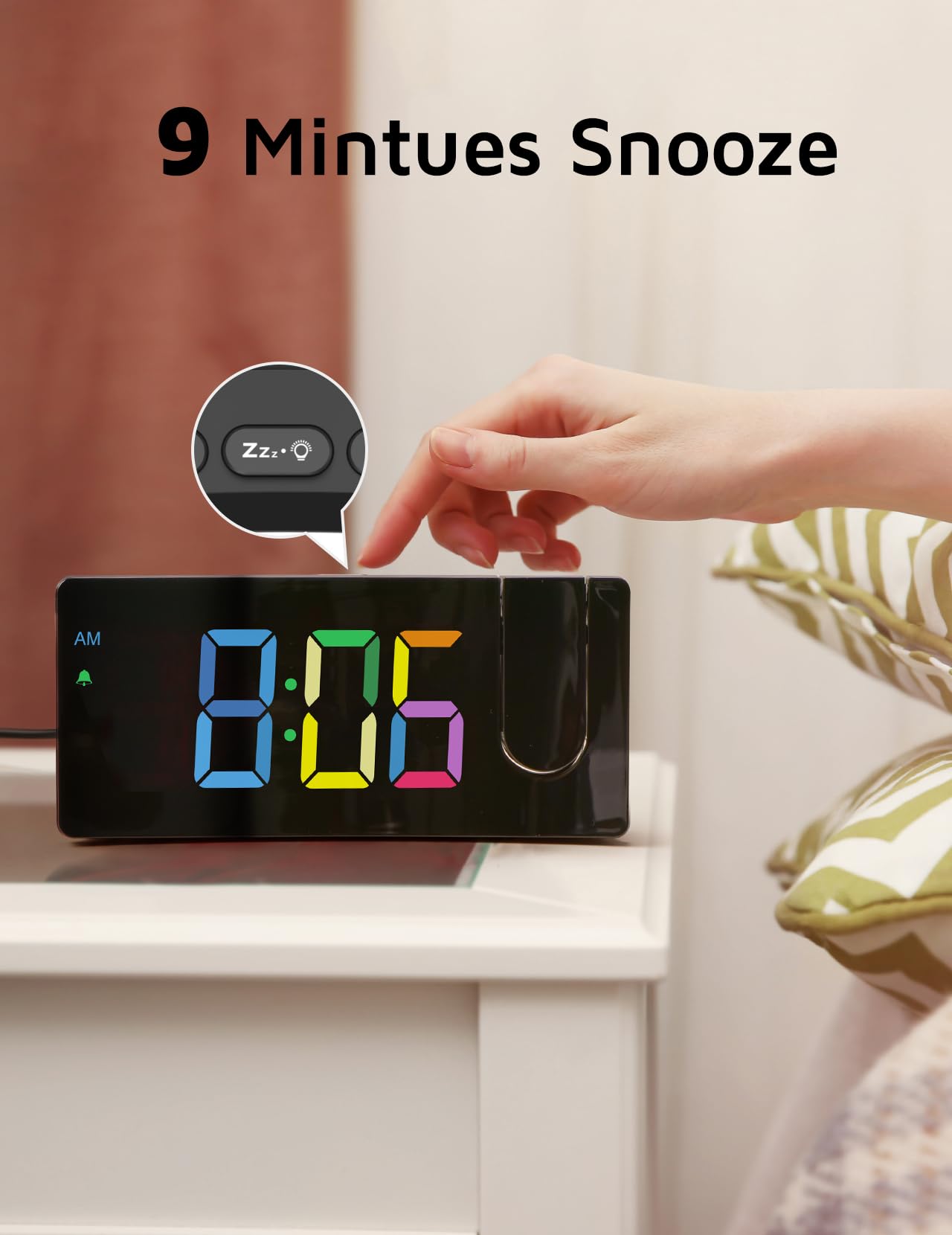 GOLOZA Projection Alarm Clock, Digital Clock with 180° Rotatable Projector