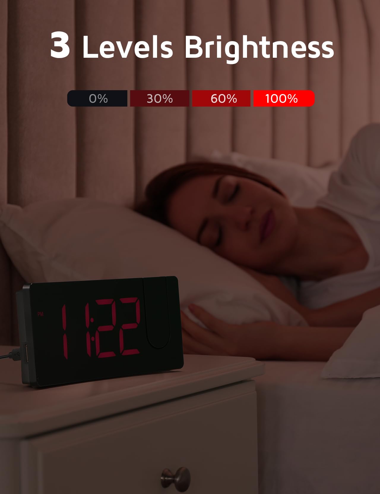 GOLOZA Projection Alarm Clock, Digital Clock with 180° Rotatable Projector