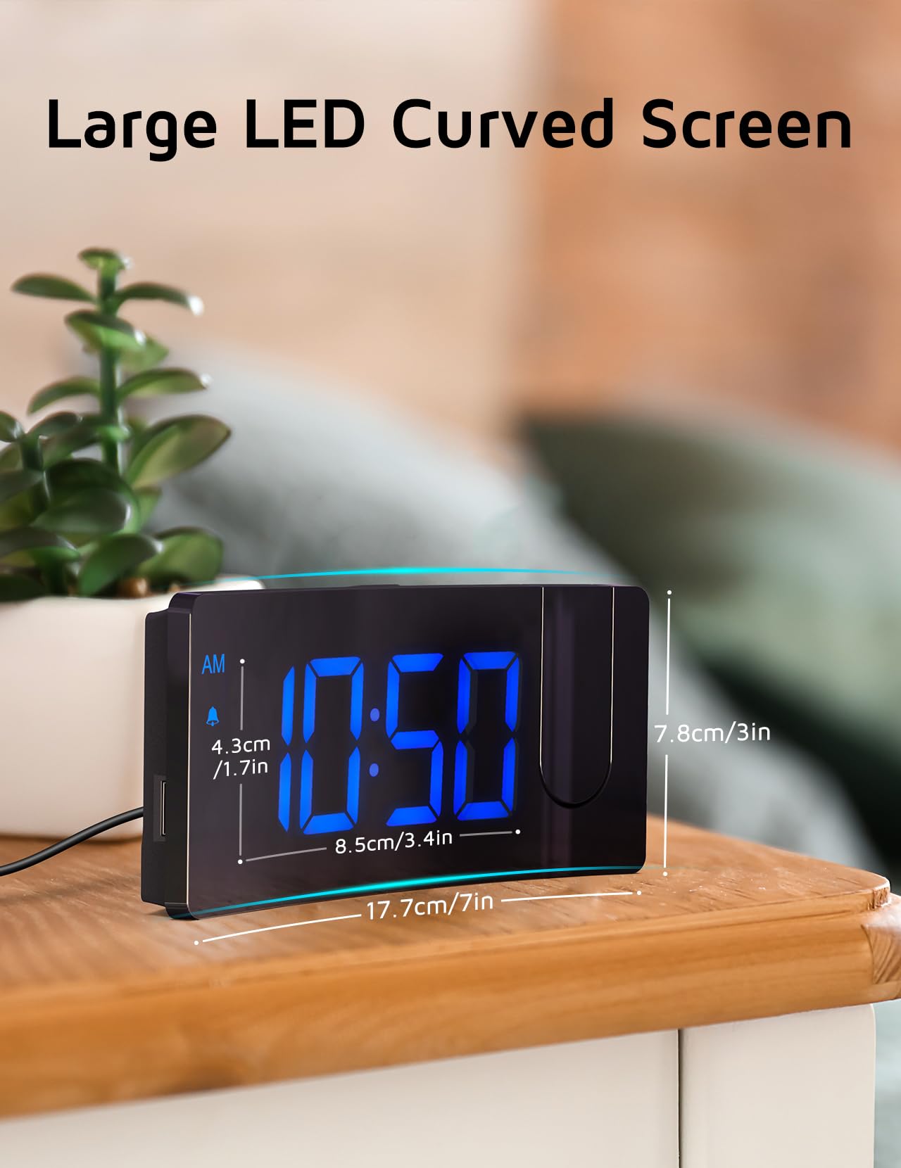 GOLOZA Projection Alarm Clock, Digital Clock with 180° Rotatable Projector