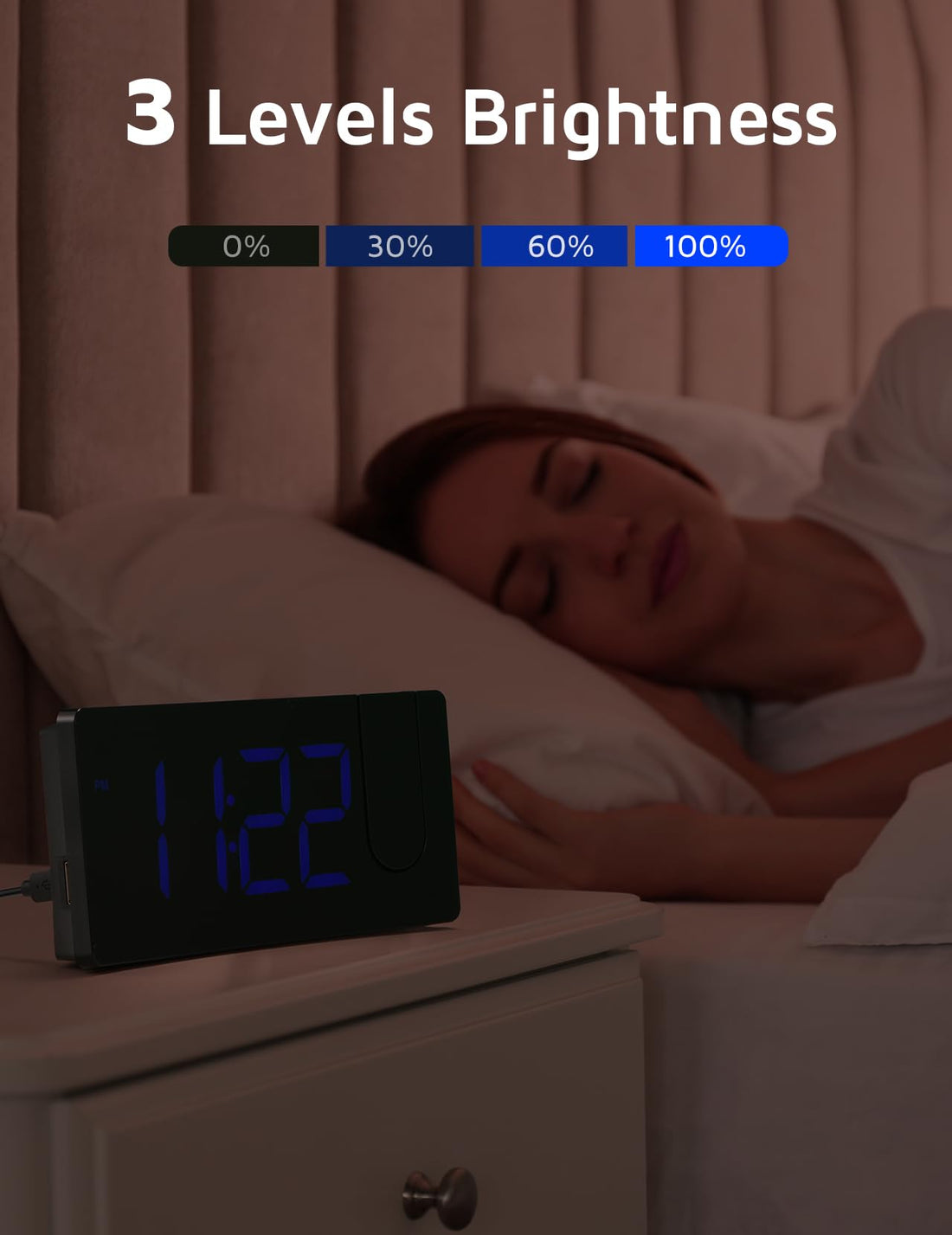 GOLOZA Projection Alarm Clock, Digital Clock with 180° Rotatable Projector