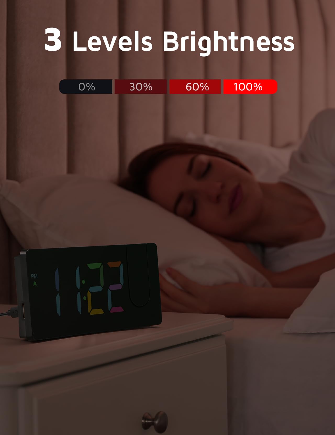 GOLOZA Projection Alarm Clock, Digital Clock with 180° Rotatable Projector