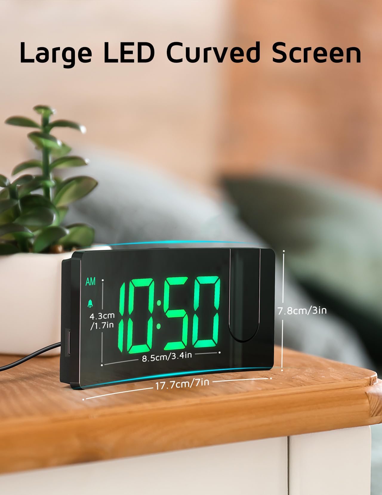GOLOZA Projection Alarm Clock, Digital Clock with 180° Rotatable Projector
