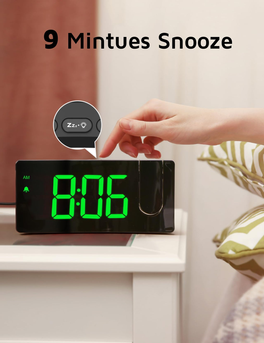 GOLOZA Projection Alarm Clock, Digital Clock with 180° Rotatable Projector