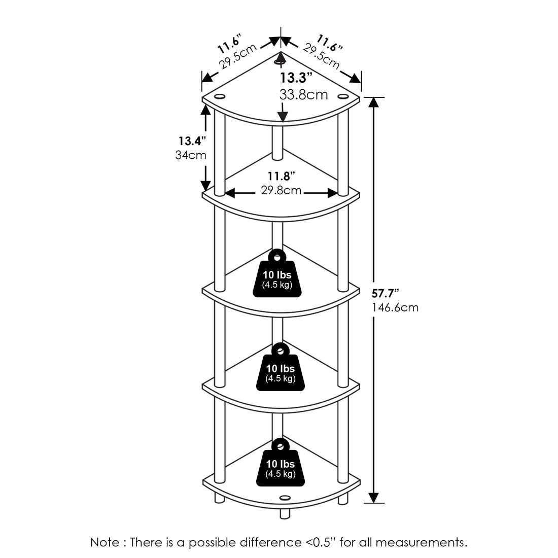 Furinno Turn-N-Tube 5 Tier Corner Display