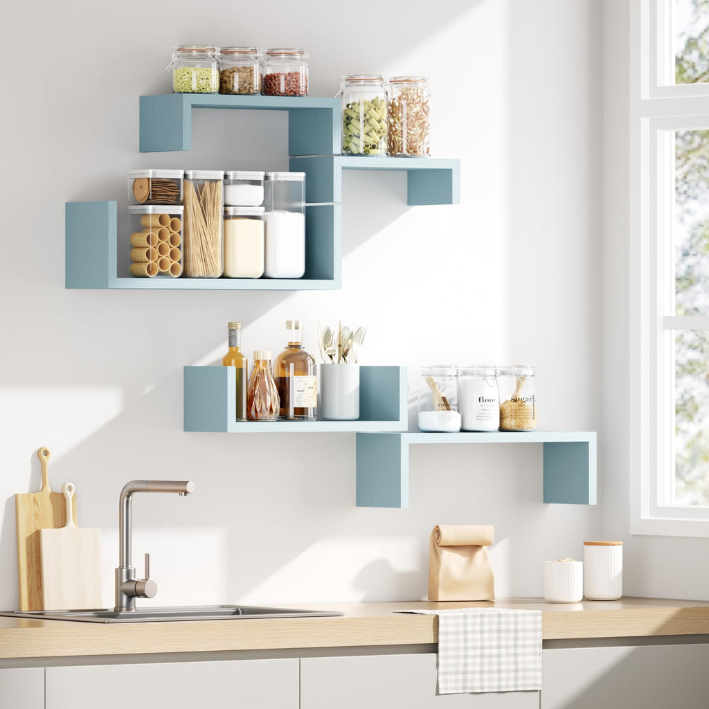Floating Wood Wall Shelves for Bathroom, Kitchen & Decor