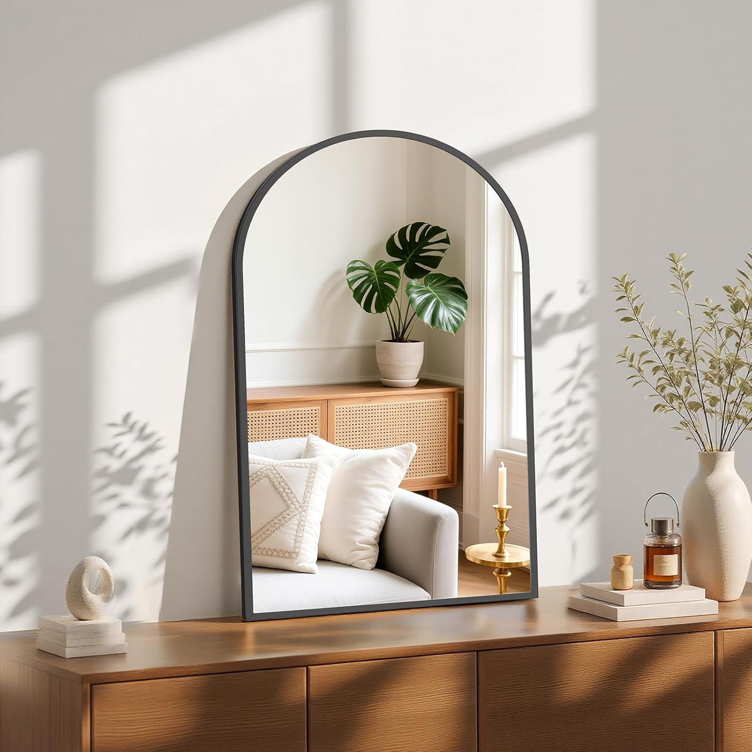 Sweetcrispy Black Round Wall Mirror 30 Inch