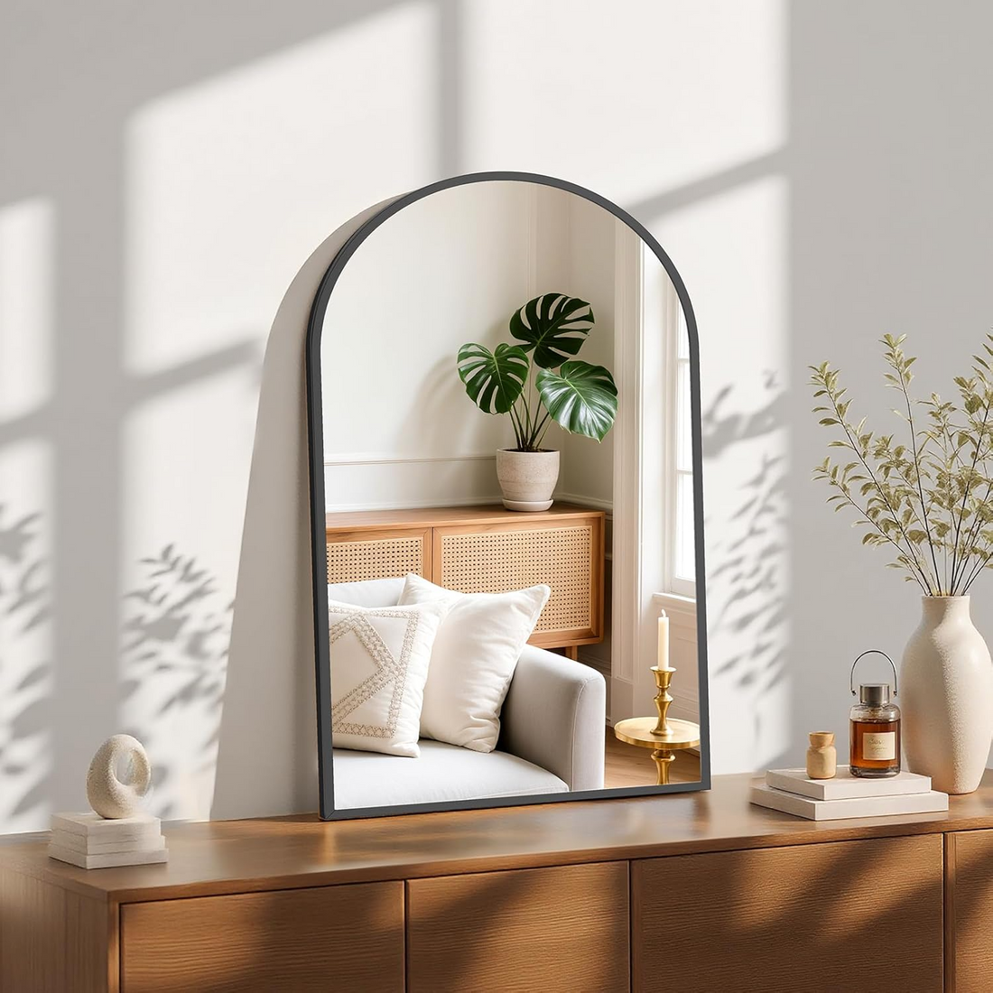 Sweetcrispy Black Round Wall Mirror 30 Inch