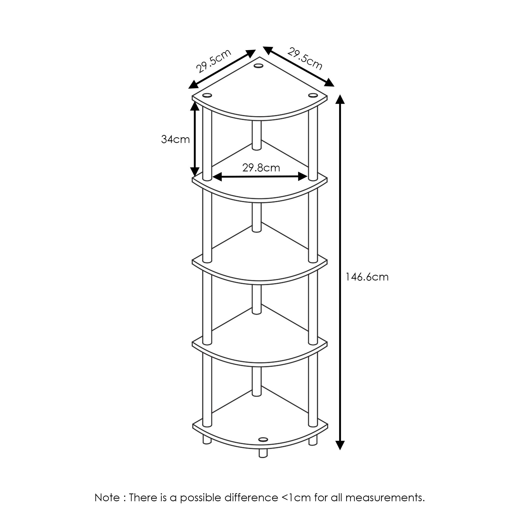 Furinno Turn-N-Tube 5 Tier Corner Display