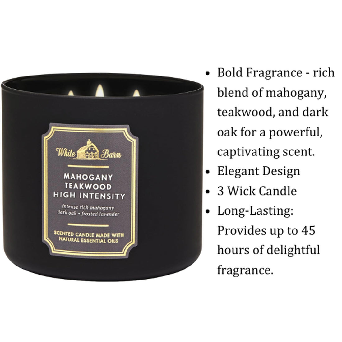Works White Barn 3-Wick Candle in Mahogany Teakwood High Intensity