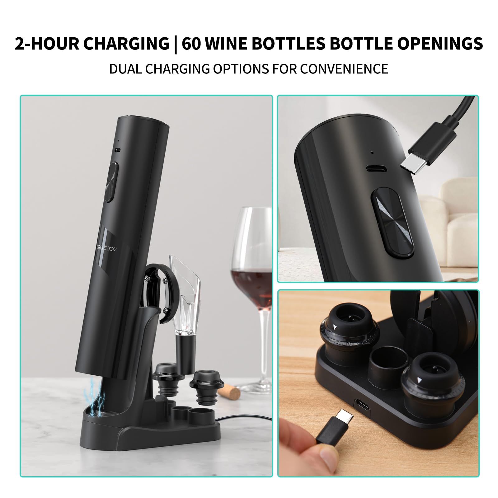 Electric Wine Bottle Opener 7-in-1 Wine Gift Set with Electric Vacuum Pump