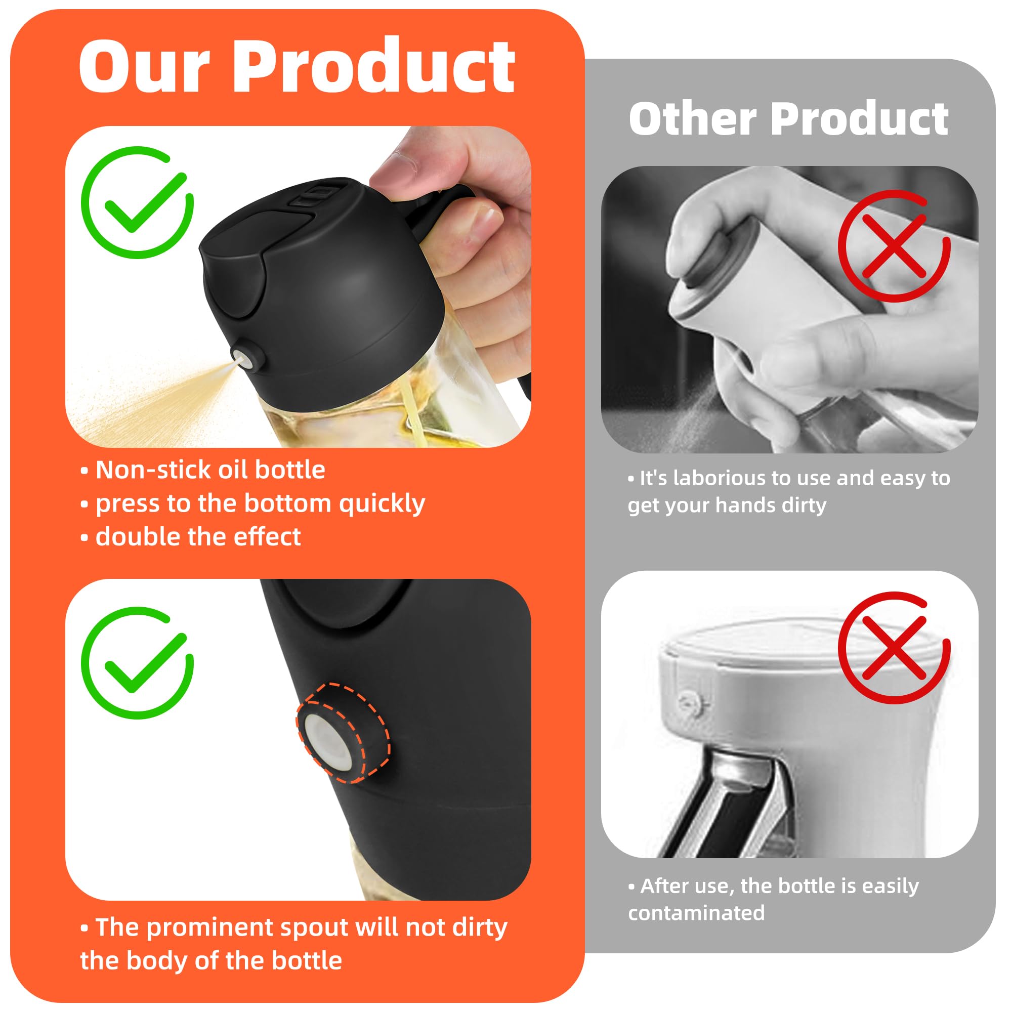 TrendPlain 16oz/470ml Glass Olive Oil Sprayer for Cooking