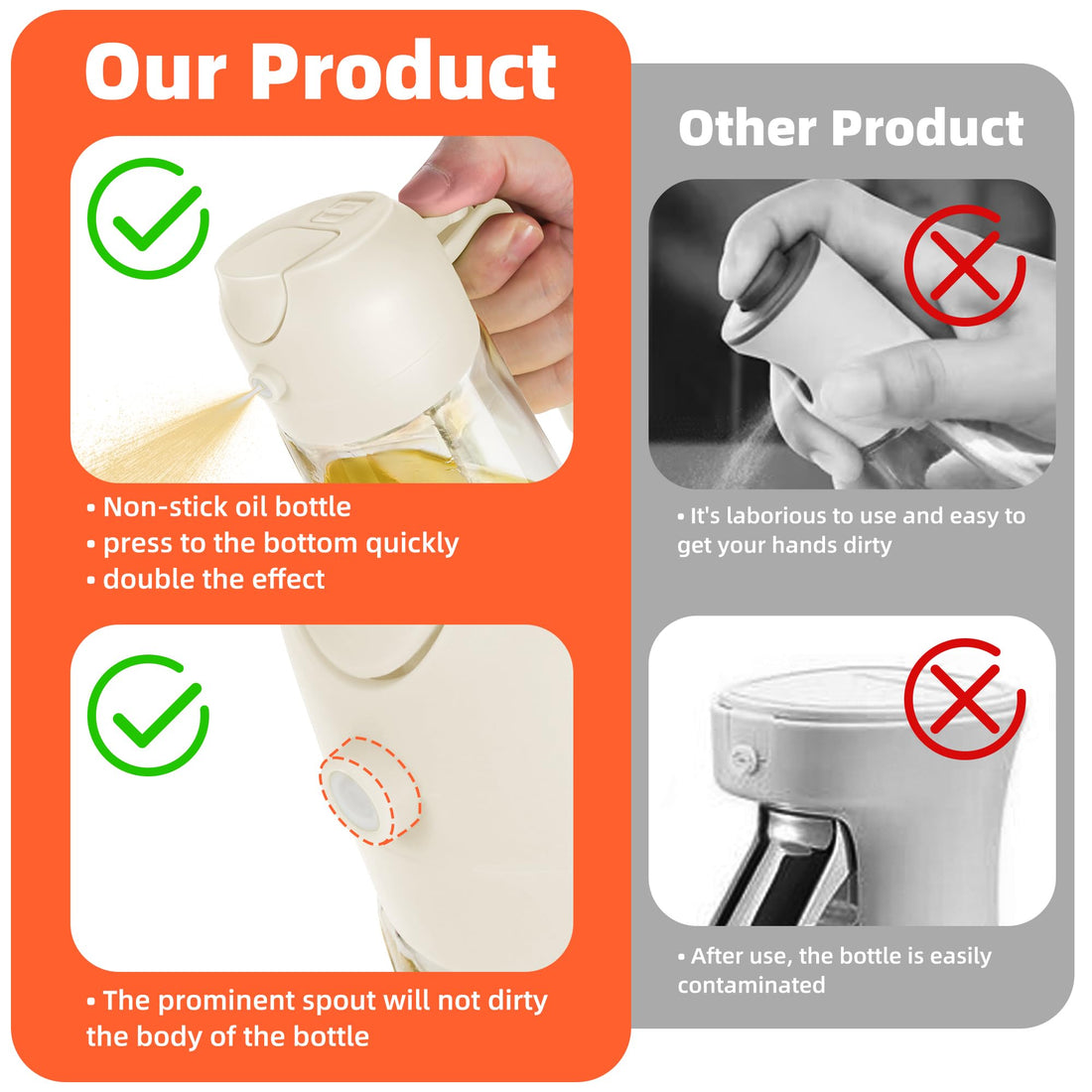 TrendPlain 16oz/470ml Glass Olive Oil Sprayer for Cooking