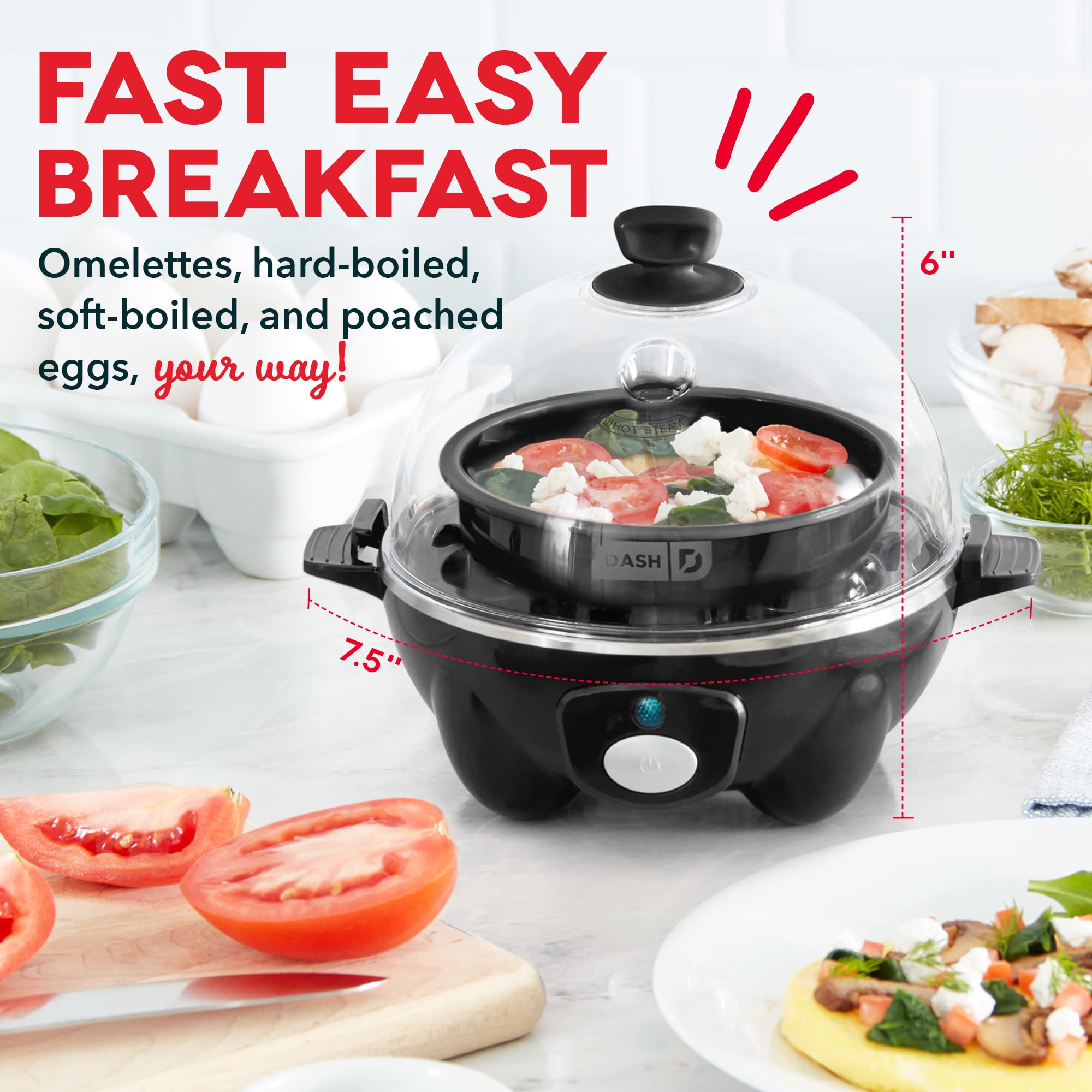 DASH Rapid Egg Cooker: 7 Egg Capacity Electric Egg Cooker for Hard Boiled Eggs