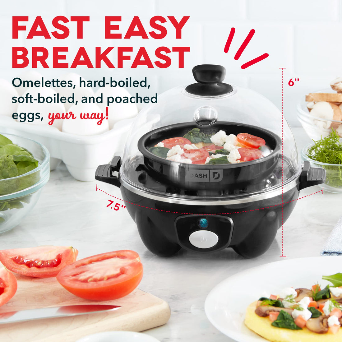DASH Rapid Egg Cooker: 7 Egg Capacity Electric Egg Cooker for Hard Boiled Eggs