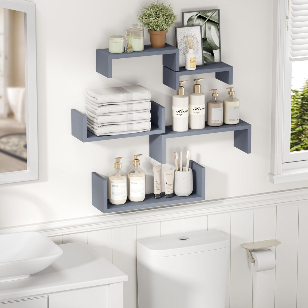 Floating Wood Wall Shelves for Bathroom, Kitchen & Decor