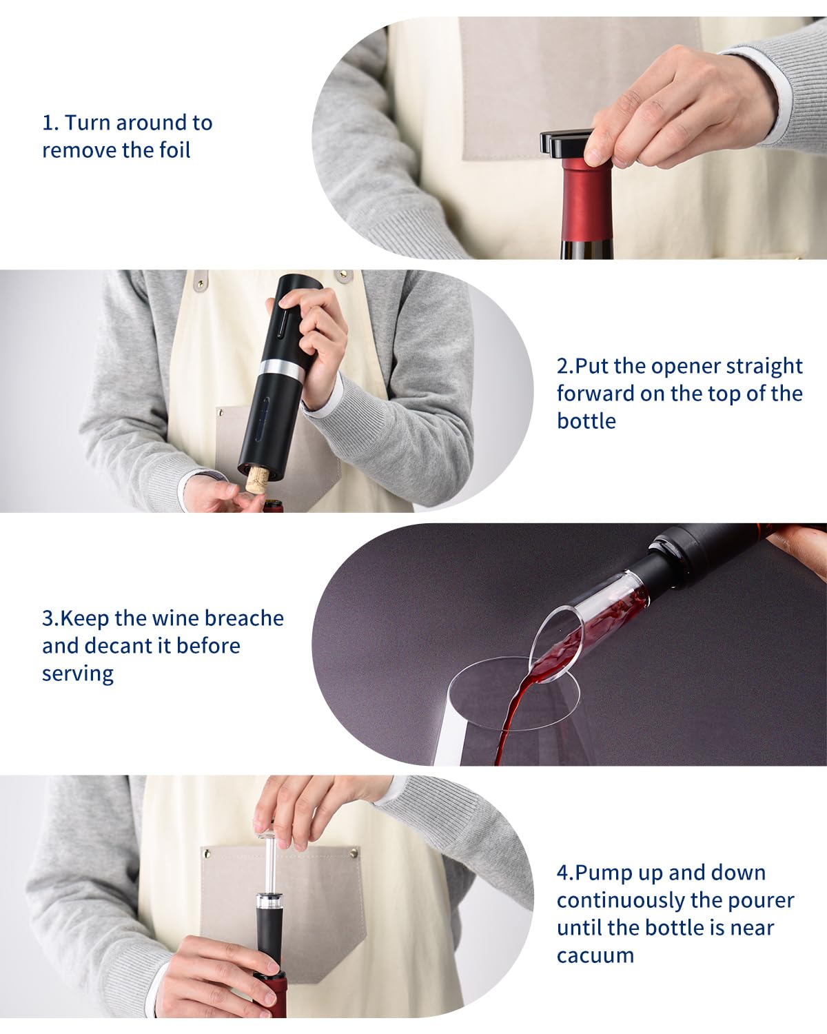 Electric Wine Bottle Opener 7-in-1 Wine Gift Set with Electric Vacuum Pump