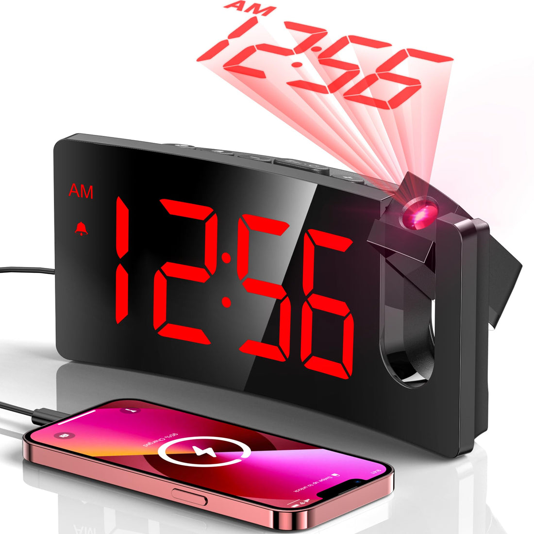 GOLOZA Projection Alarm Clock, Digital Clock with 180° Rotatable Projector