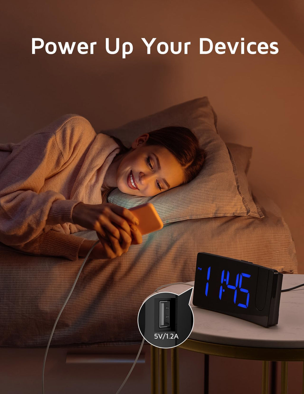 GOLOZA 180° Rotatable Projection Alarm Clock