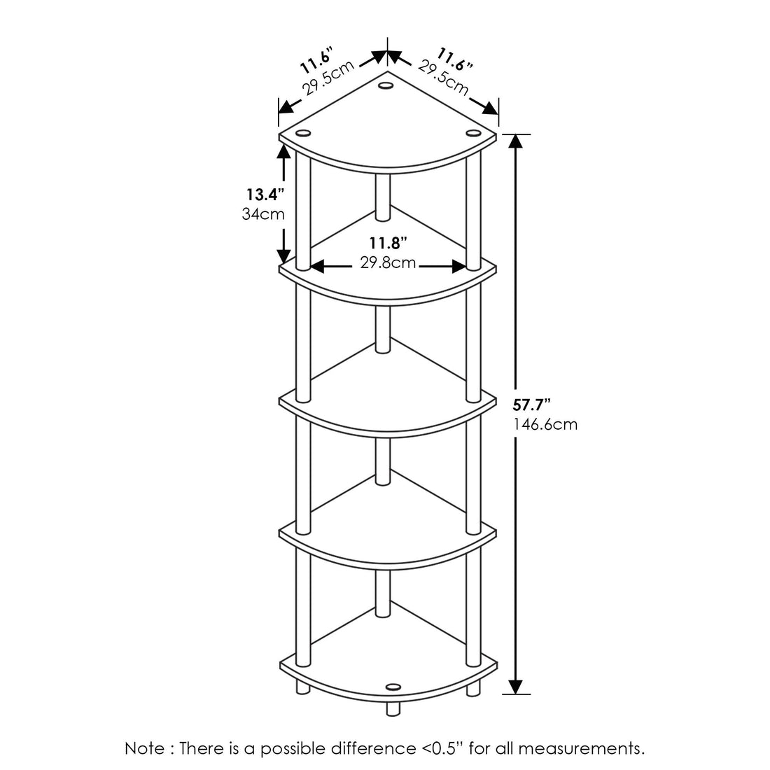 Furinno Turn-N-Tube 5 Tier Corner Display