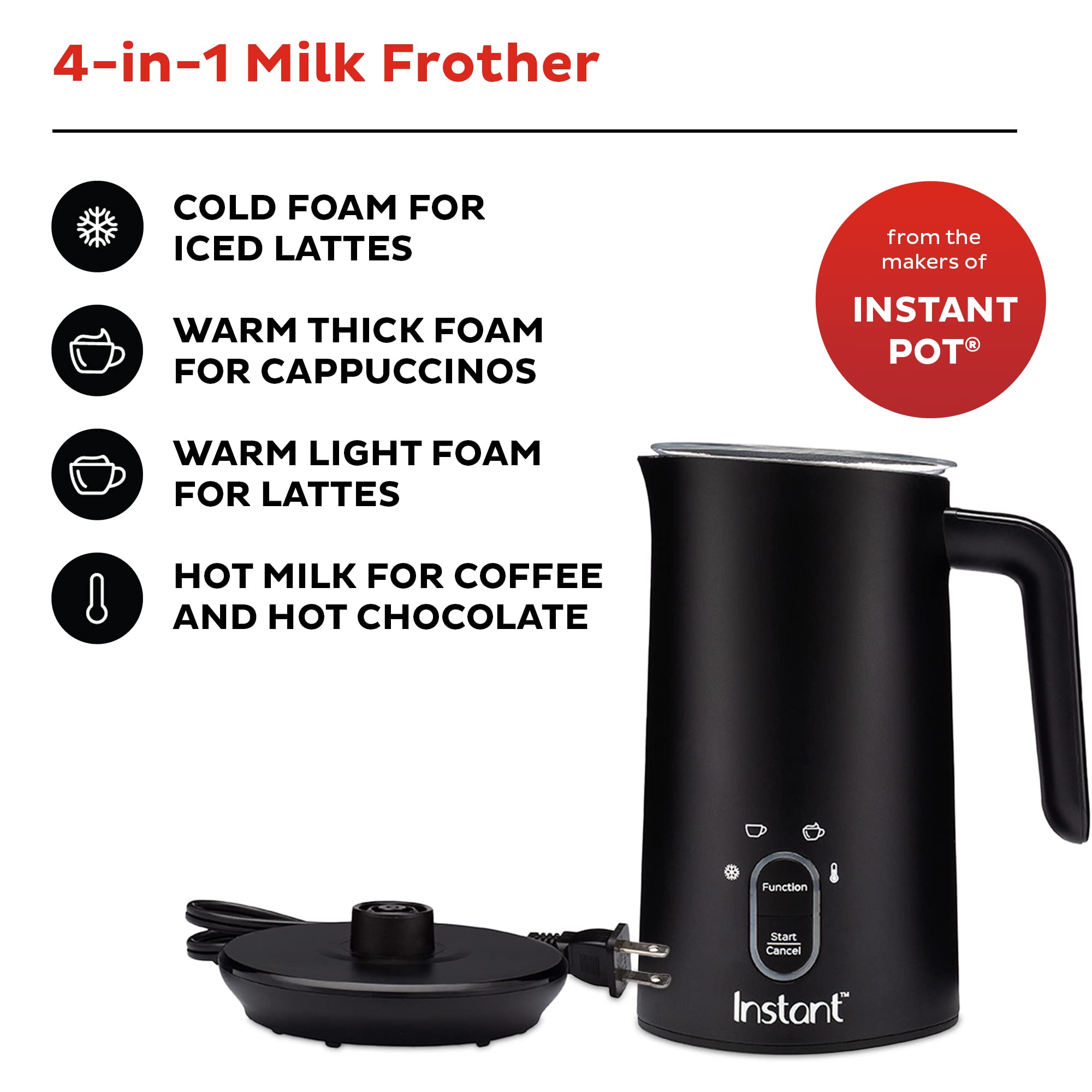 Instant Pot Milk Frother - 4-in-1 Electric Steamer