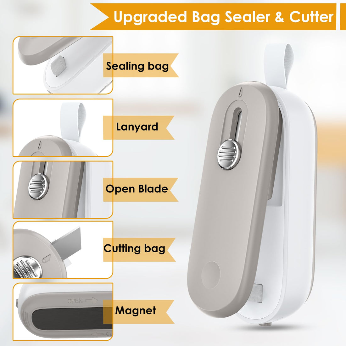 2 in 1 Bag Sealer Heat Seal with Cutter and with Lanyard