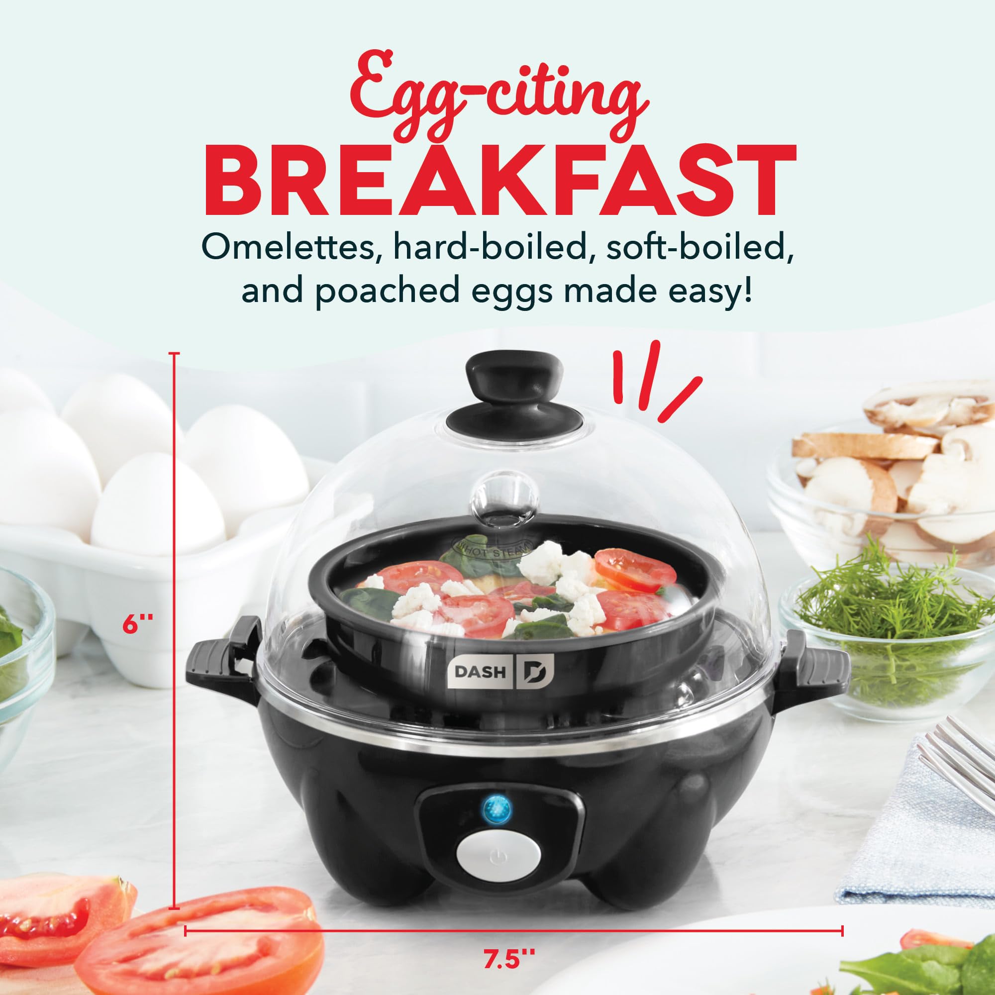 DASH Rapid Egg Cooker: 7 Egg Capacity Electric Egg Cooker for Hard Boiled Eggs
