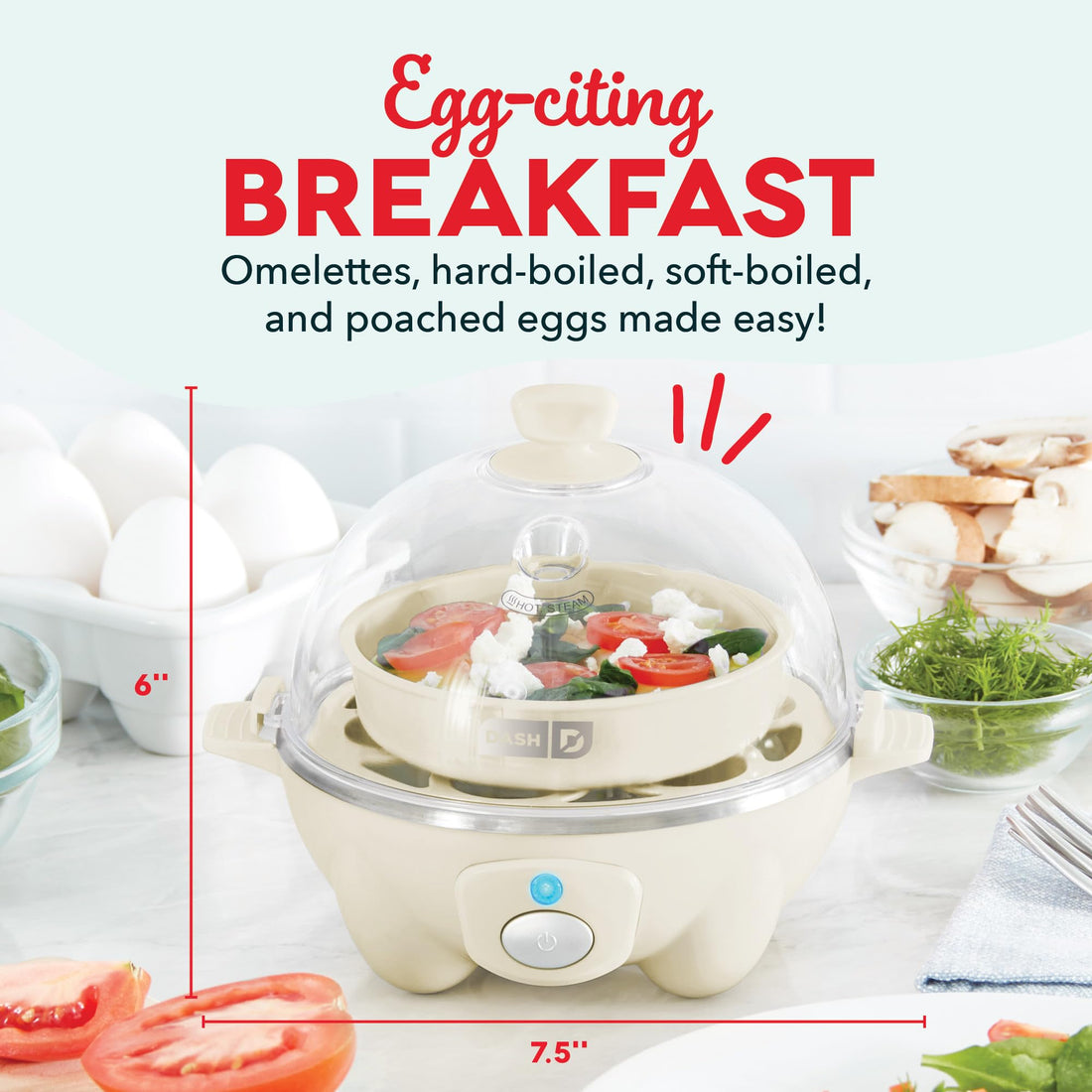 DASH Rapid Egg Cooker: 7 Egg Capacity Electric Egg Cooker for Hard Boiled Eggs