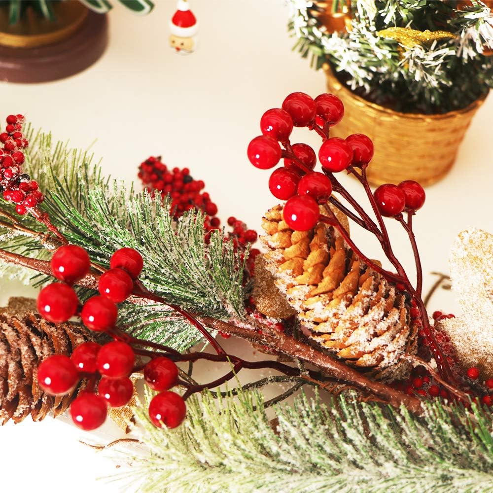 20 Pack Artificial Red Berry Picks for Christmas Decor