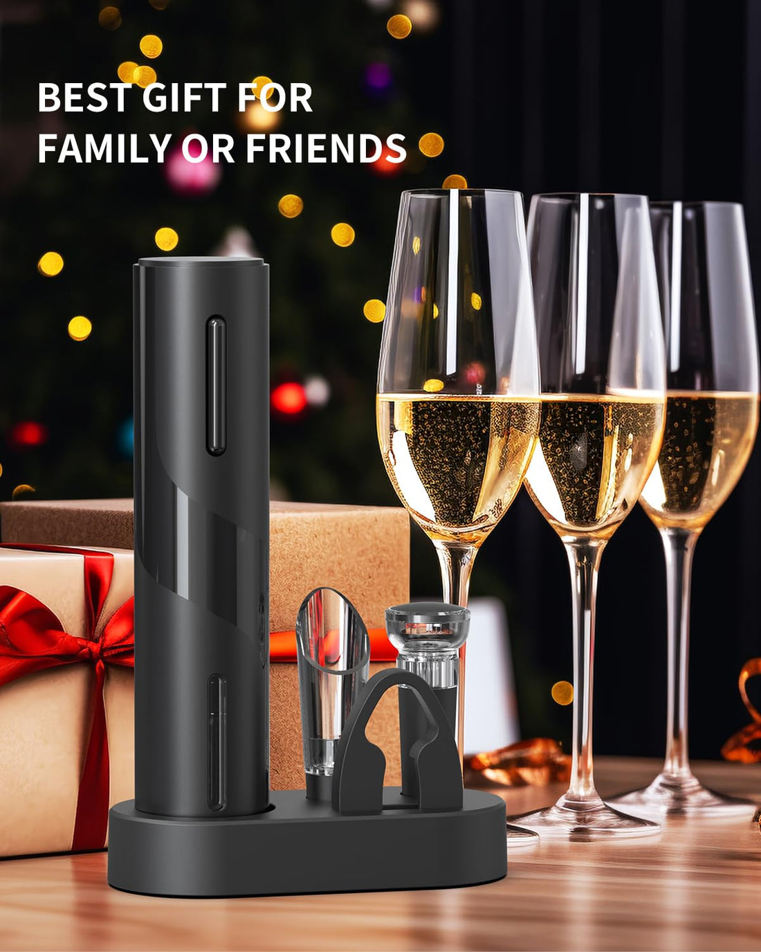 Electric Wine Bottle Opener 7-in-1 Wine Gift Set with Electric Vacuum Pump